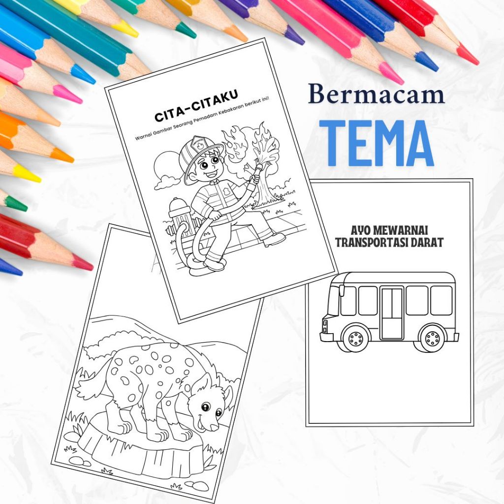 

Lembar Kertas Gambar Mewarnai Kesukaan Anak / Kertas A4 / Untuk Aktifitas Anak / Umur 3-5 Tahun