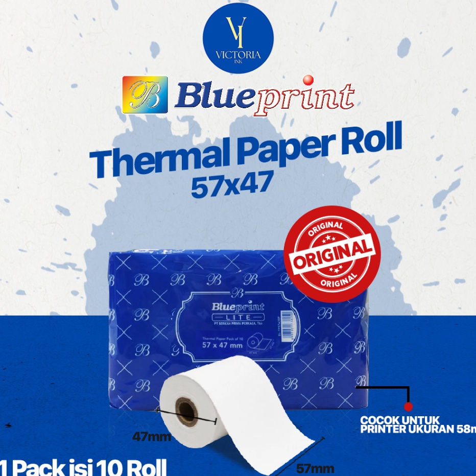 

57X47 KERTAS KASIR STRUK KERTAS THERMAL TERMAL EDC PPOB BLUEPRINT Lite 57x47 58 X 47 58mm