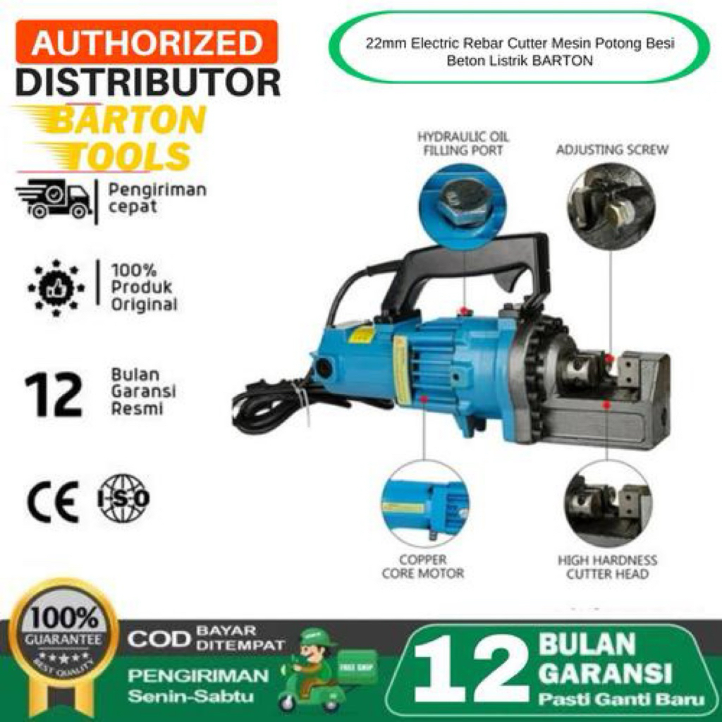 22mm Electric Rebar Cutter Mesin Potong Besi Beton Listrik BARTON