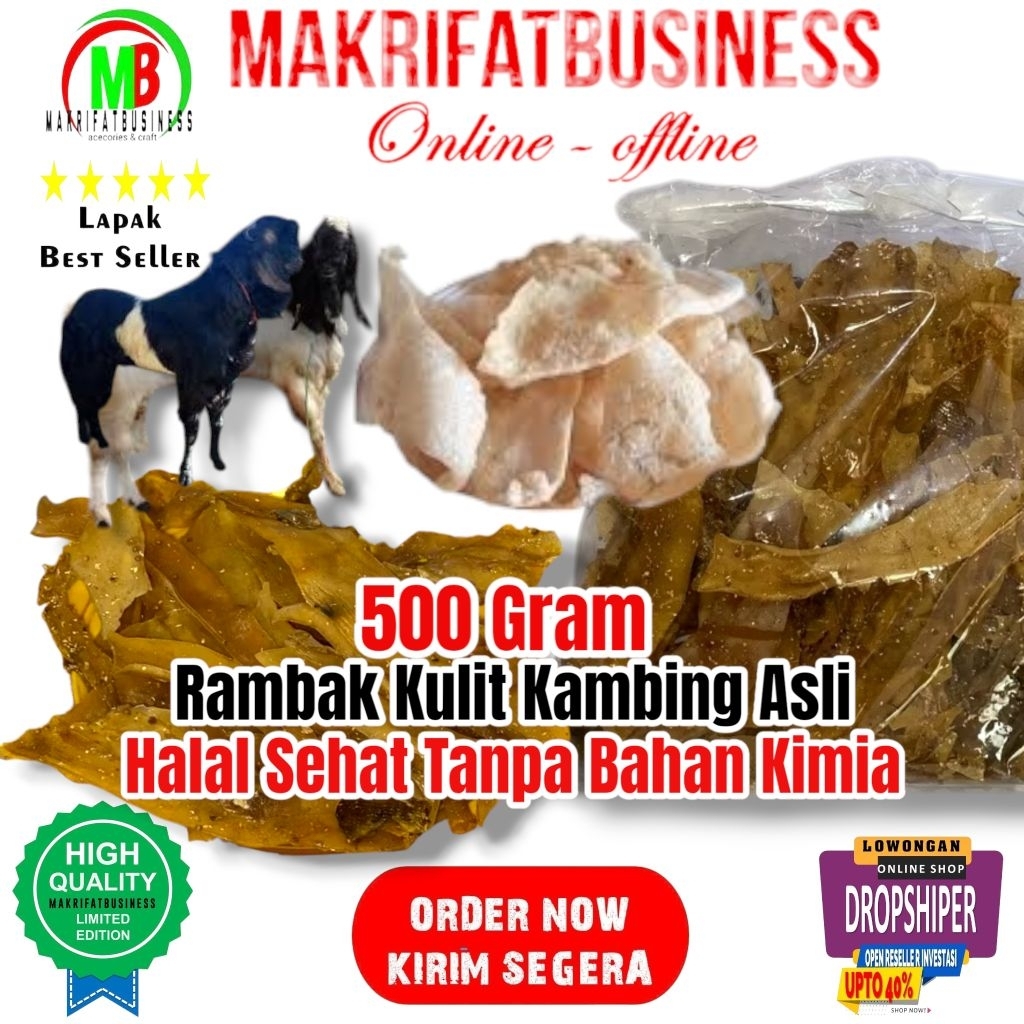 

MAKRIFATBUSINESS Paket 500 Gram Rambak Kulit Kambing Asli Fermentasi Rempah Rempah Tanpa Bahan Pengawet dan Bahan Kimia