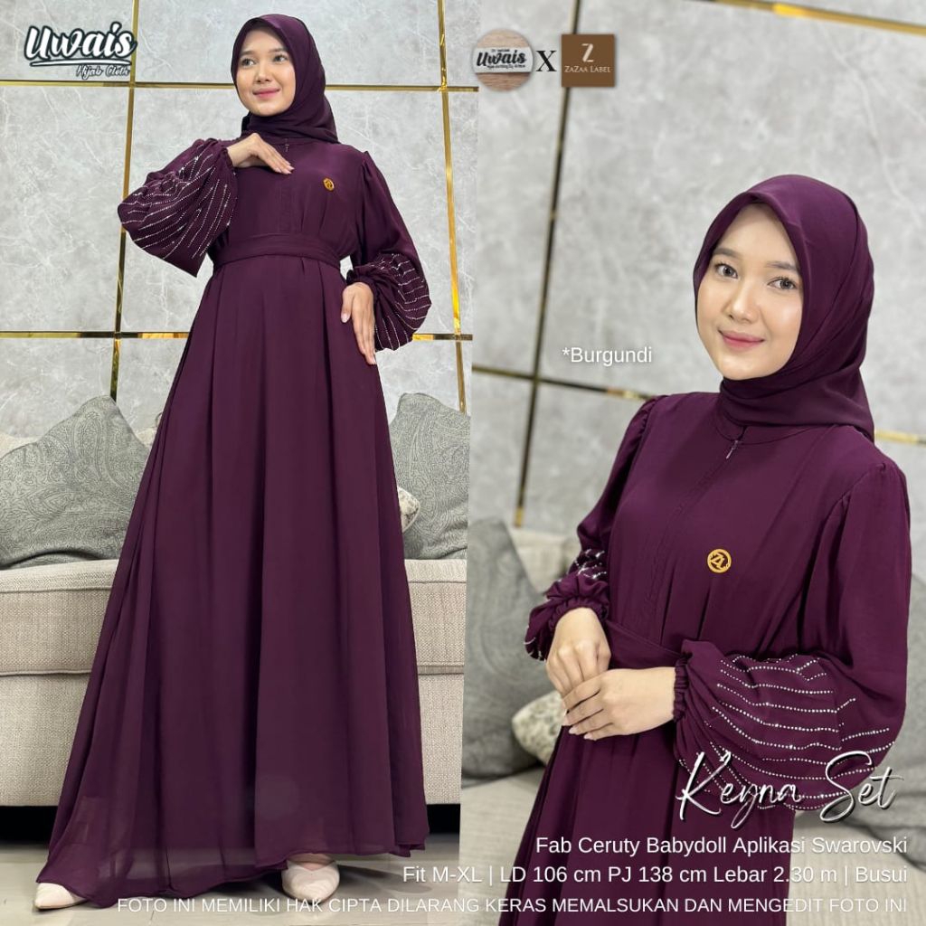Gamis Keyna Set Jilbab || Ceruty Babydoll || Ld 106 Pj 138 Busui || ori uwais