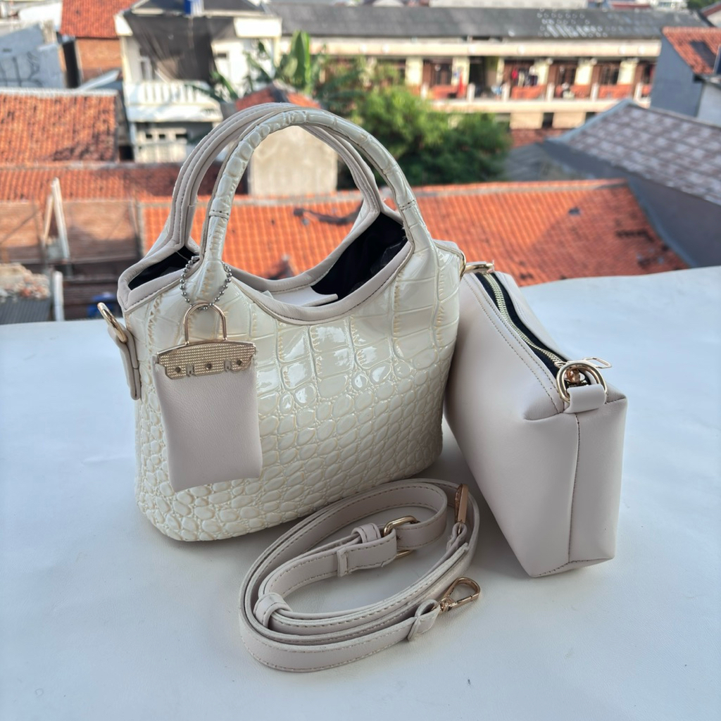 Alfaza tas wanita jinjing croco plus dompet