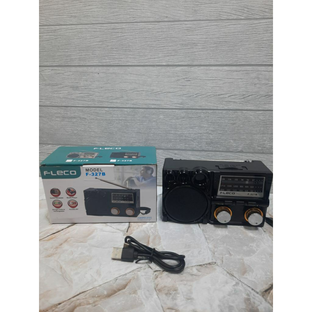 FLECO F-327B Radio Portable FM/AM/SW/MP3 3 Band Speaker Radio Speaker Jadul Classic  Model Baru