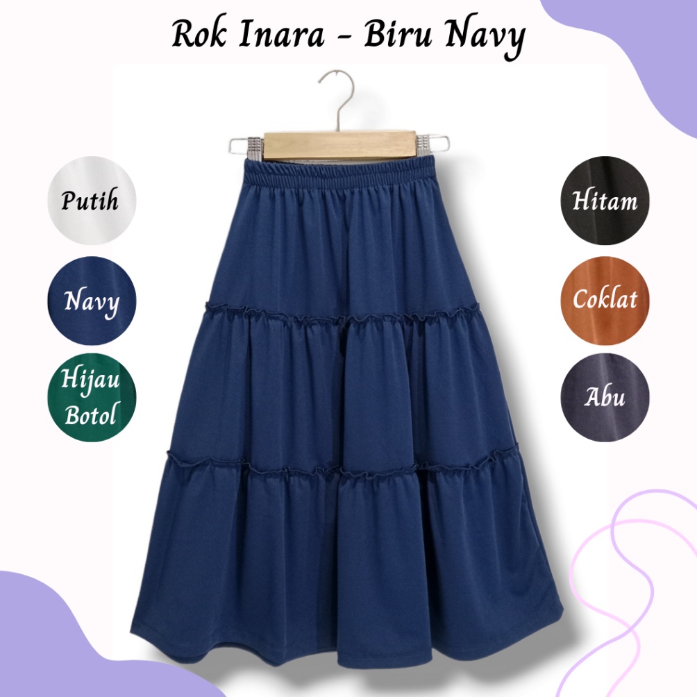 Rok Inara  Rok Panjang Anak Remaja Perempuan Model Korea Long Skirt Maxi Bawahan Rok 3 Tingkat Neci 