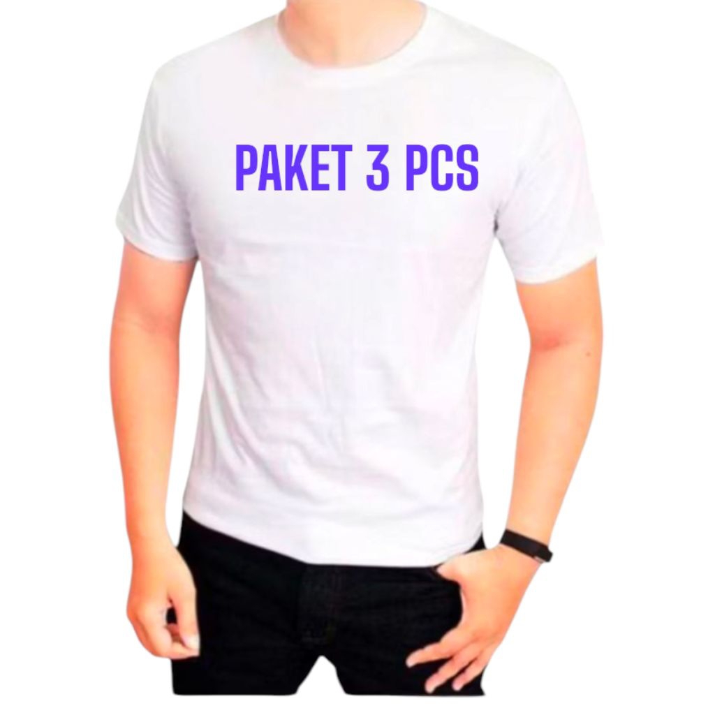 HEMAT PAKET 3 PCS KAOS OBLONG PRIA/KAOS DALAM LENGAN PENDEK PRIA BAHAN KATUN RIB LEMBUT