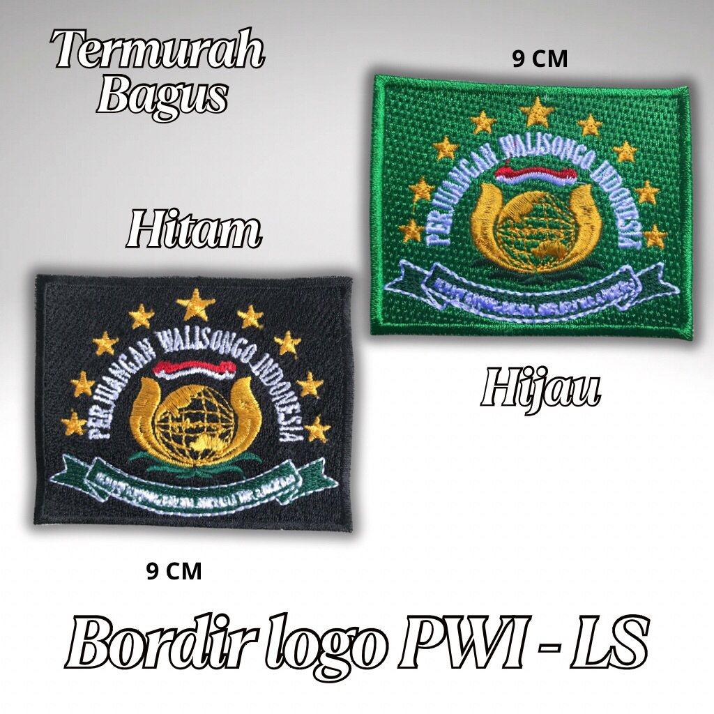 BORDIR LOGO PWI WARNA HIJAU ATAU HITAM