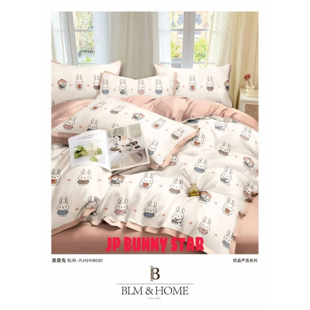Kain Sprei Katun Jepang Motif Bunny Star