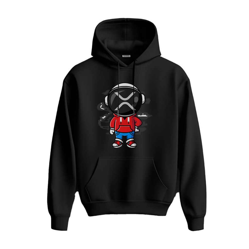 Hoodie XRP Ripple Astronout Sweater Fleece Hoodie Black Hitam Cloth