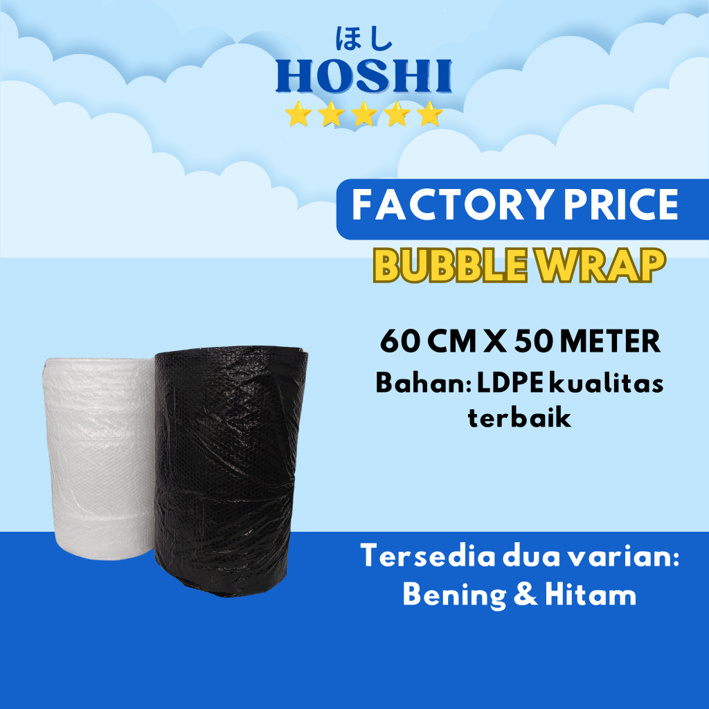 

HOSHI PLAST - Bubble Wrap 60cm x 50m - Bubble Wrap Surabaya sidoarjo - bubble murah packing kemasan bungkus plastik packaging wrap instant surabaya sidoarjo bubble gojek sameday packing lakban bungkus kemasan anti pecah