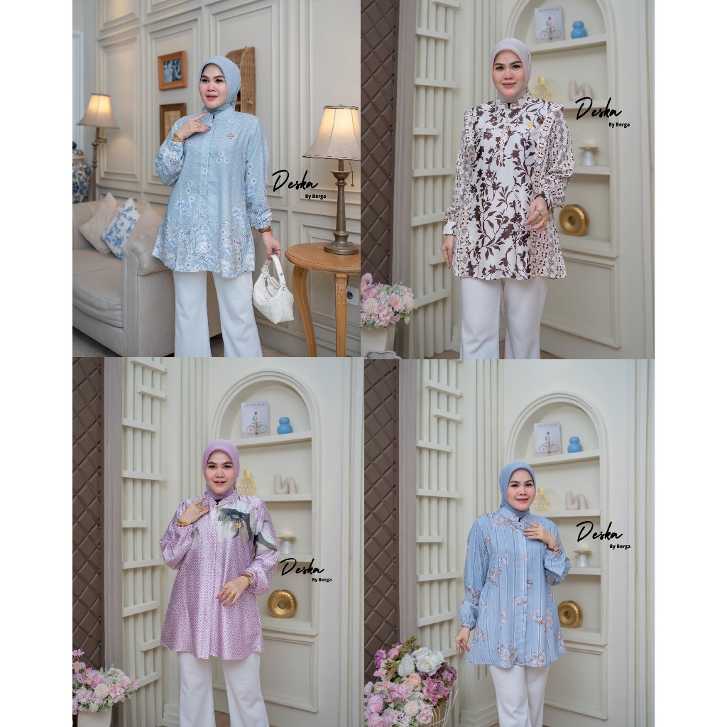 Berga blouse tunik cotton silk silky motif printing terbaru Deska by Berga Collection