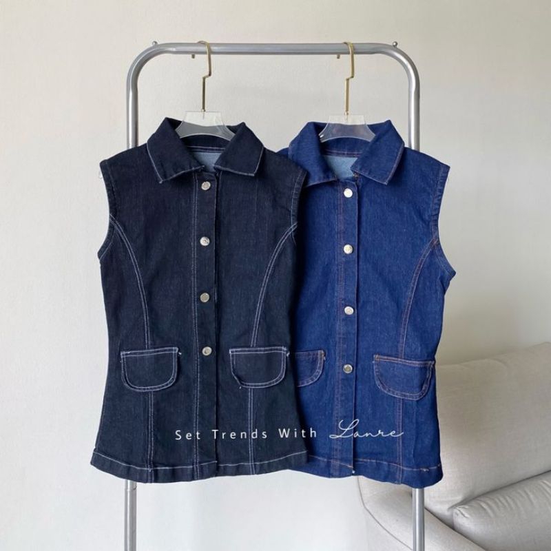 VEST WANITA - VEST WANITA DENIM BERKANCING