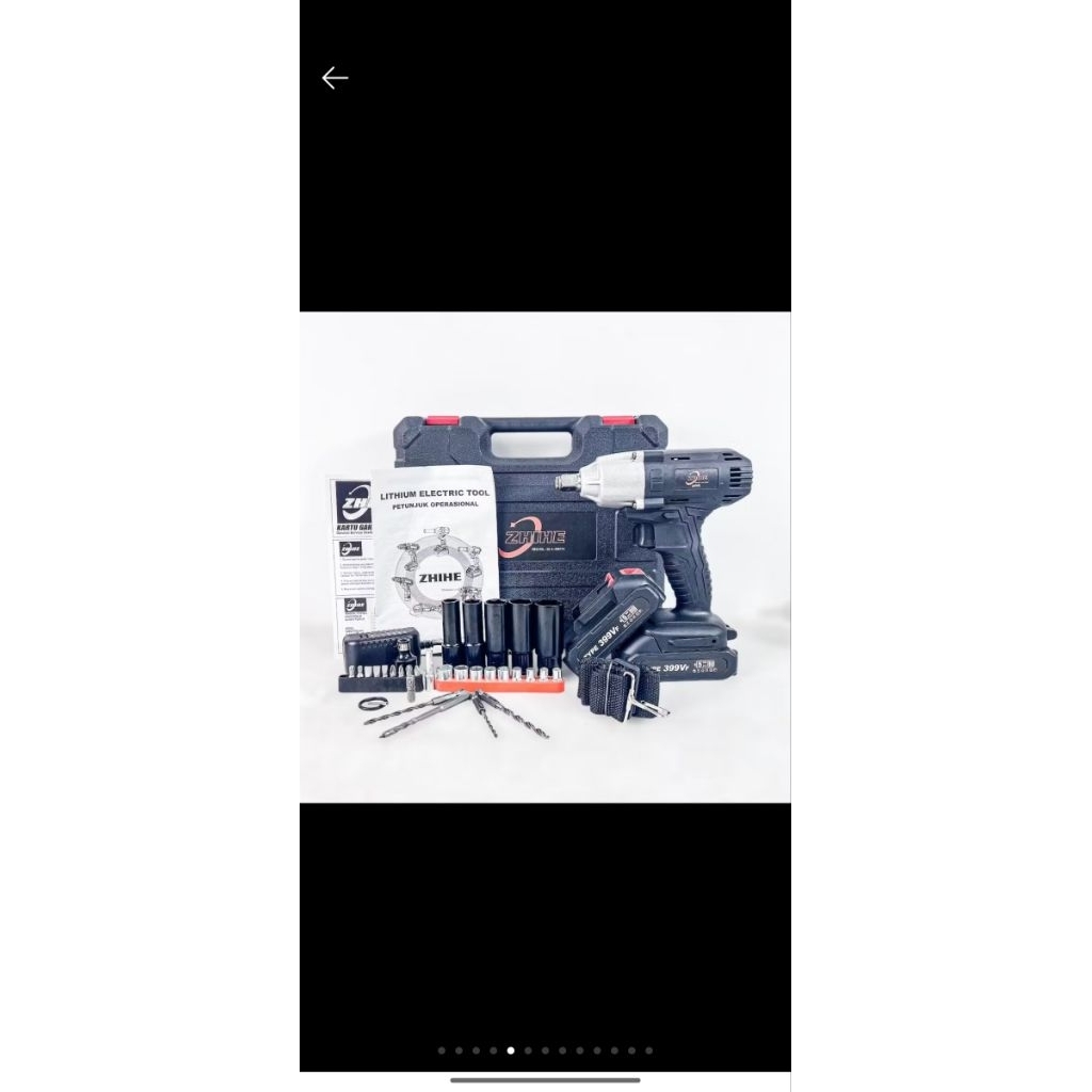 0BOR IMPACT WRENCH 1/2 INCH 400NM 2 BATERAI FULLSET ACC  ZHIHE ZH88L NEW SUPPORT BY XAPR SECOND (bar