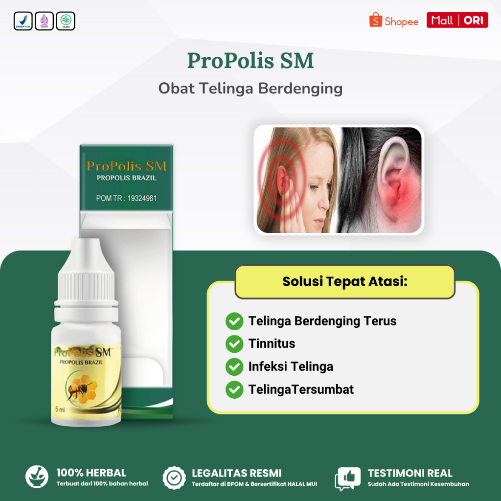 Obat Tinnitus Tetes Telinga Berdengung Terus Menerus Telinga Berdenging Infeksi Telinga Propolis SM