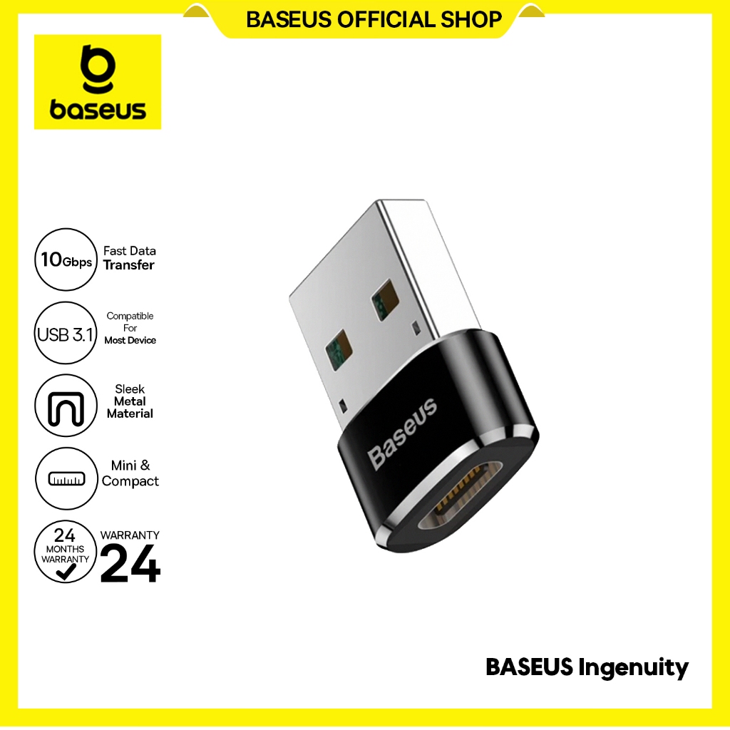 Baseus OTG USB Hub Mini Type-C Female to USB Male Adapter Converter Black