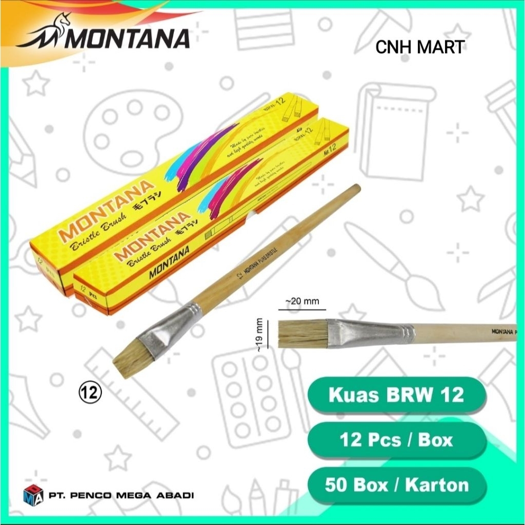 

12 PCS Kuas Lukis Montana No.12 - Kuas Lukis - Brush Montana BRW-12