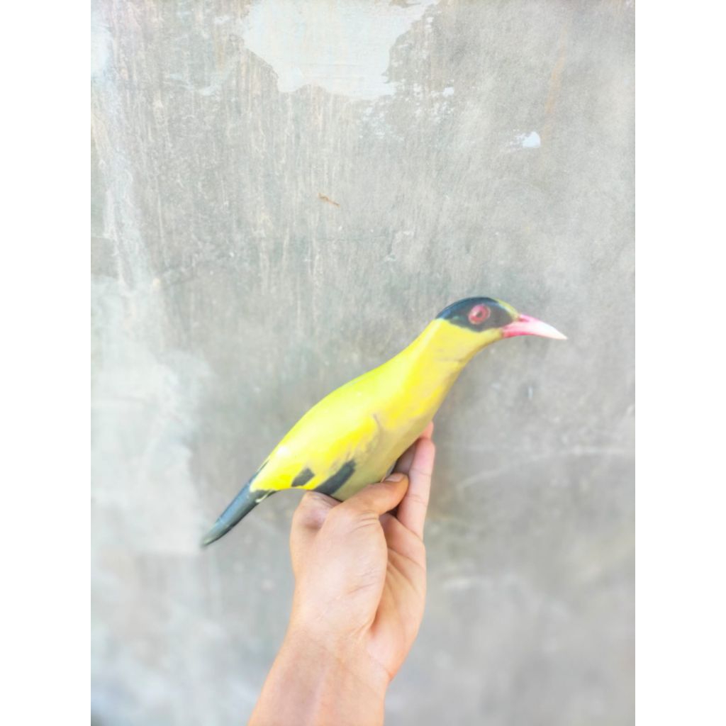 PATUNG JONTROT BURUNG KEPODANG KUNING OCEHAN - JONTROT BURUNG KEPODANG KUNING MIRIP ASLI