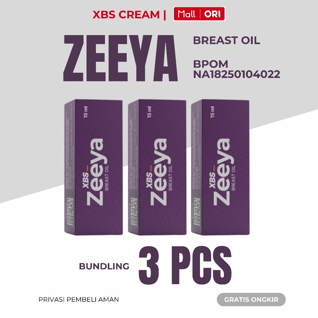 XBS CREAM - bundling 3 pcs Zeeya Breast Oil perawatan payudara BPOM