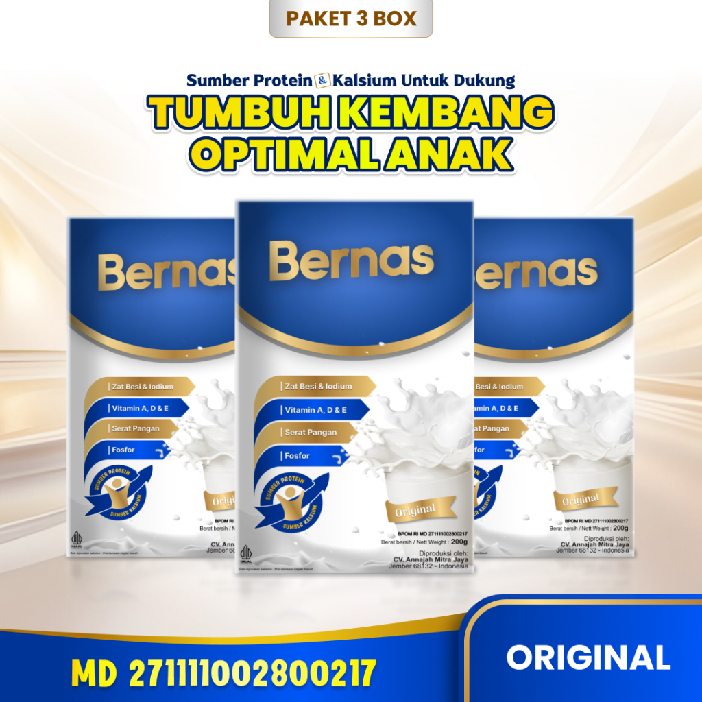 

Paket 3 Box BERNAS || Susu Pertumbuhan || Sumber Protein & Sumber Kalsium