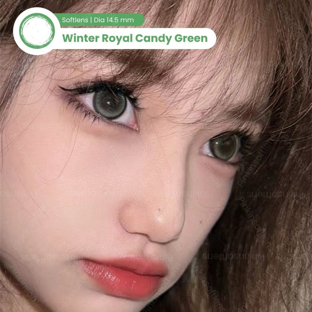 PINKINSOFTLENS My Lolyplus Winter Royal Candy Green Hijau Normal 1 Pasang Lensa Kontak Warna Diamete