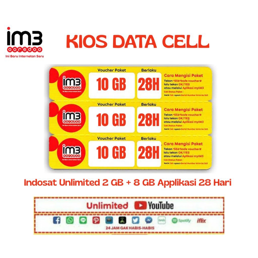 Voucher Indosat Unlimited 10 GB