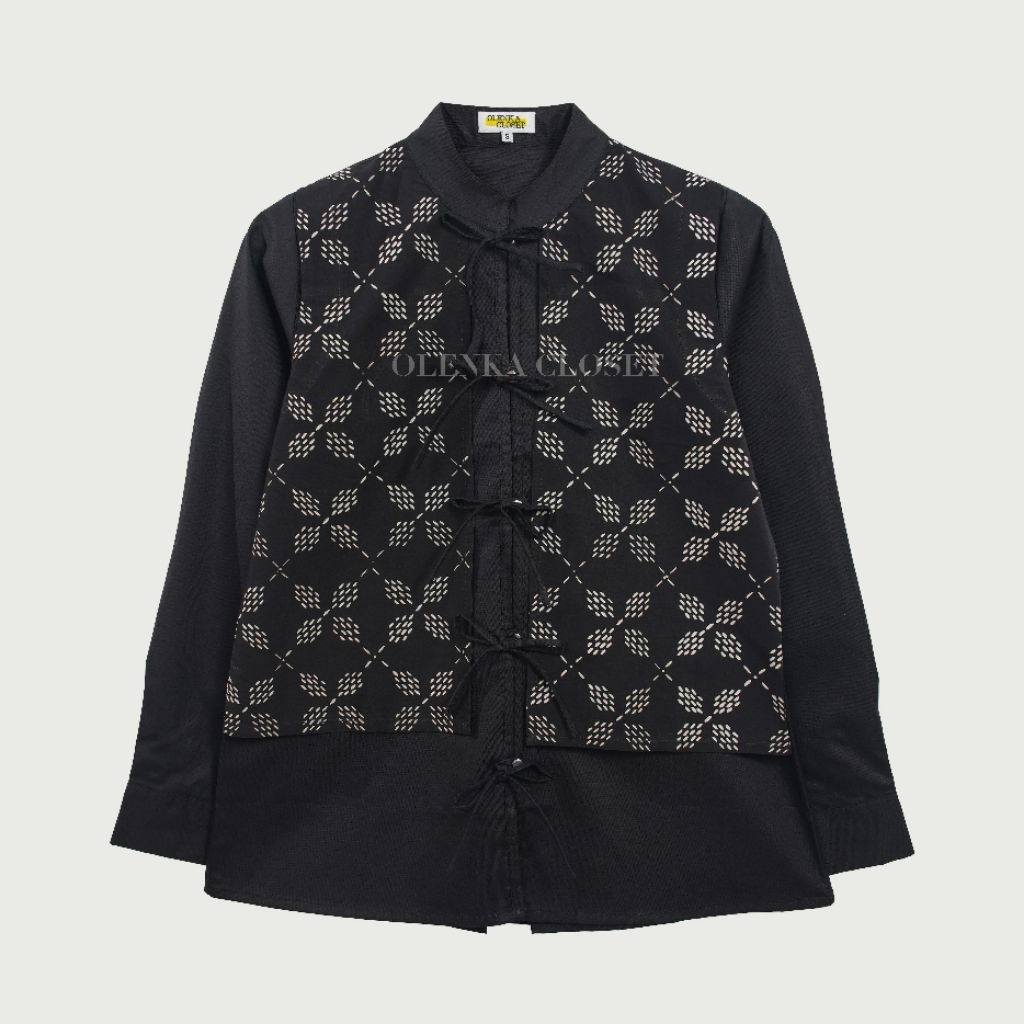 Atasan Batik 174 Hitam Baju Blus Blouse Kerja Wanita Modern