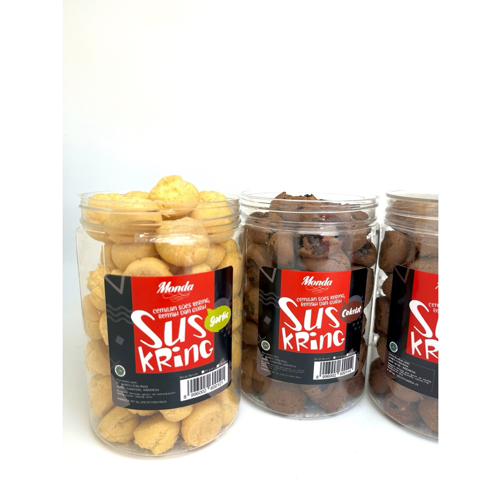 

Sus Kering Monda (Coklat-Keju-Kacangcoklat-Garlic)