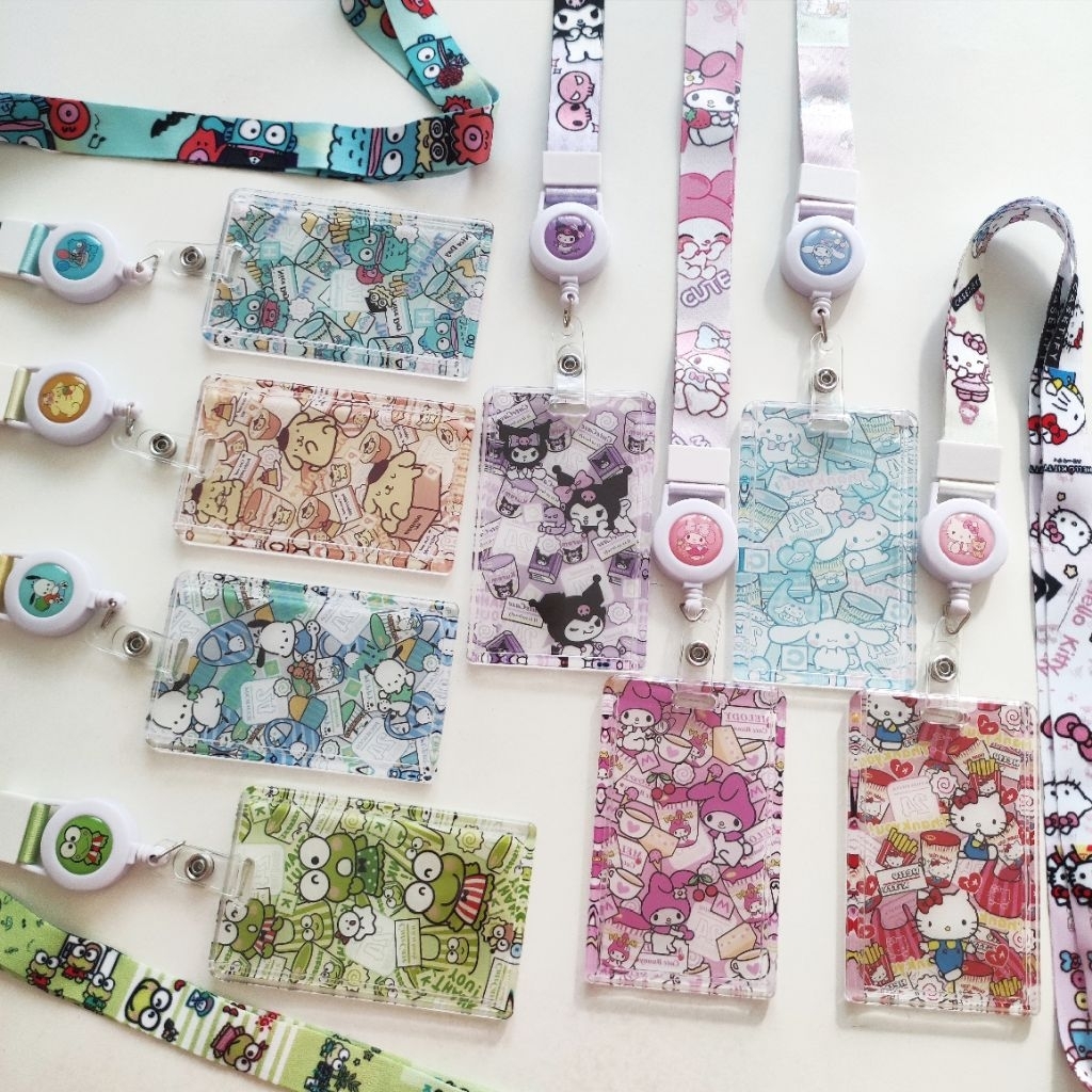 

ID Card Holder Name Tag Lanyard Kalung Wadah Kartu Identitas Akrilik Badge Reel Cute Sanrio Mascot 6 / Hello Kitty Pompompurin Cinnamoroll Kuromi My Melody Pochacco Keroppi Hangyodon