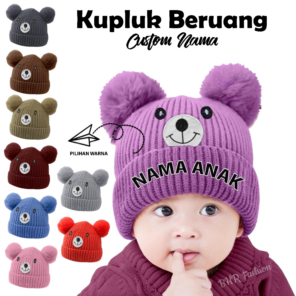 Kupluk Beruang Anak Cewek/Cowok Free Bordir Nama