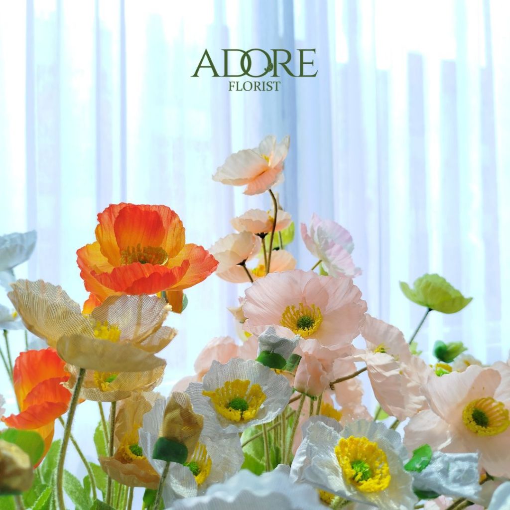 Adore Florist || Poppy - Bunga Poppy Artifisial/Poppy Artificial 60 cm/Bunga Poppy Palsu