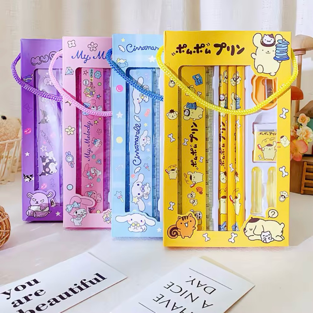 

[FS] 8in1 Set Alat Tulis Motif Sanrio Labunu Set Stationery Box
