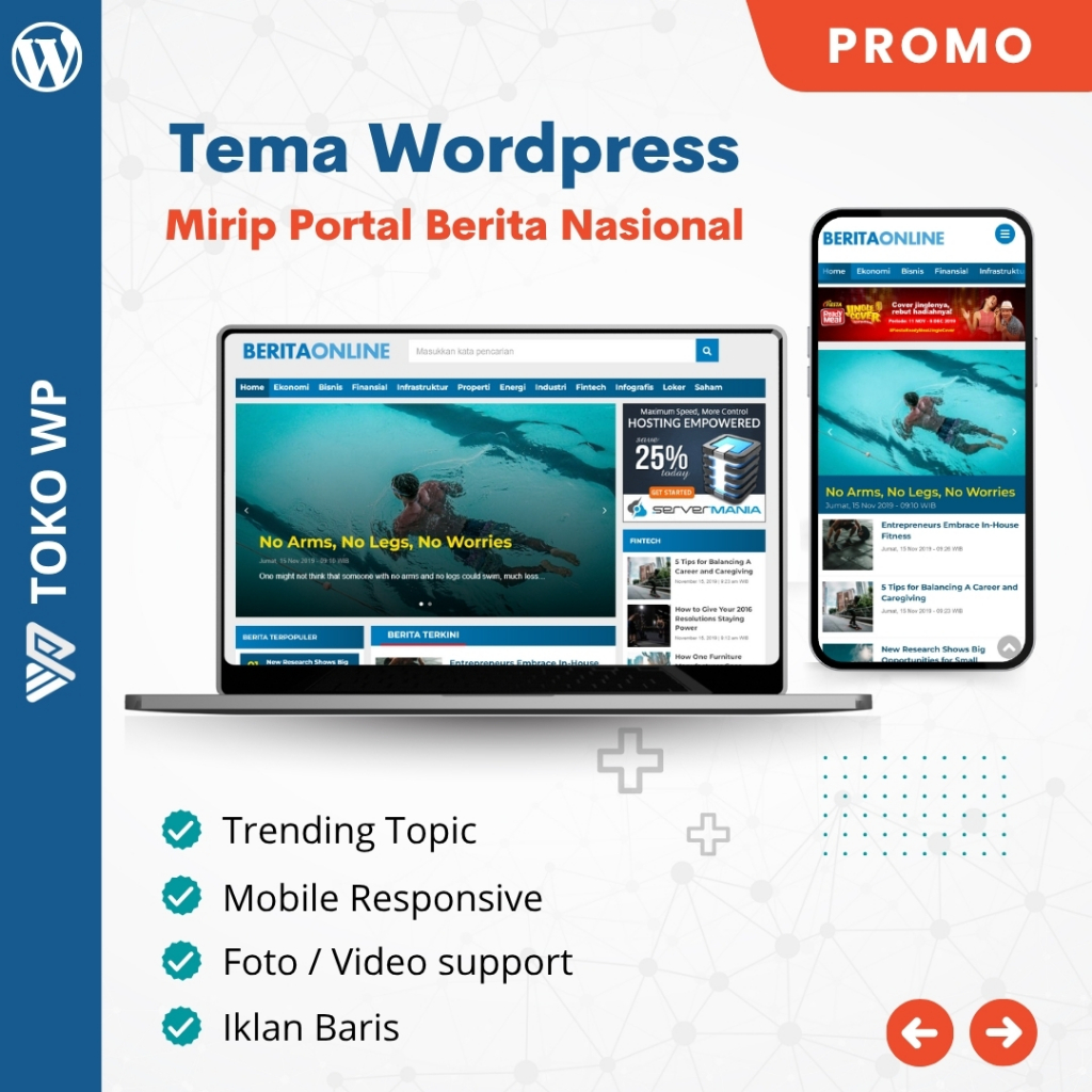 DETAK TERKINI TEMA WEBSITE PORTAL BERITA TERKINI WORDPRESS