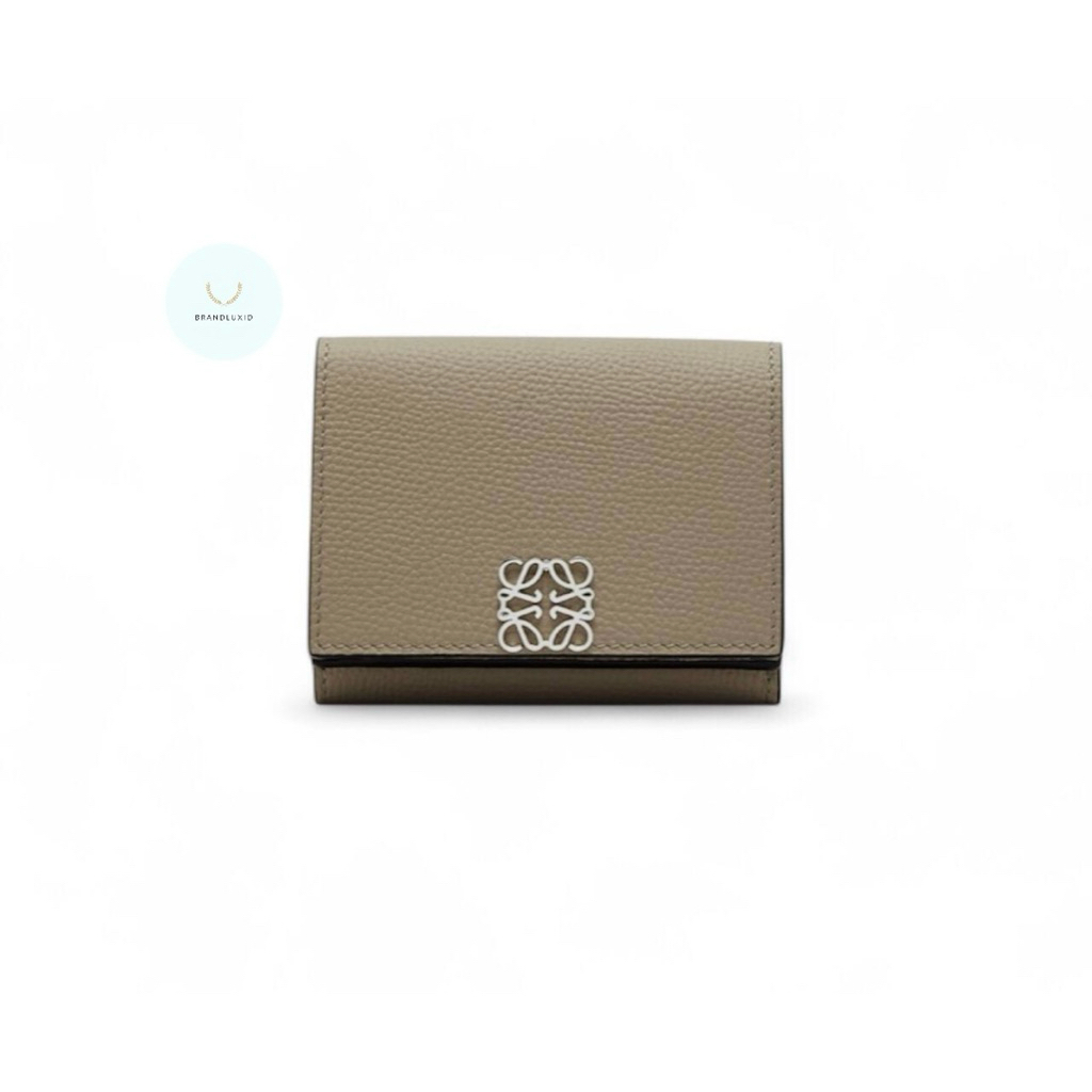 Loewe Anagram Trifold Wallet Leather in Grey Taupe
