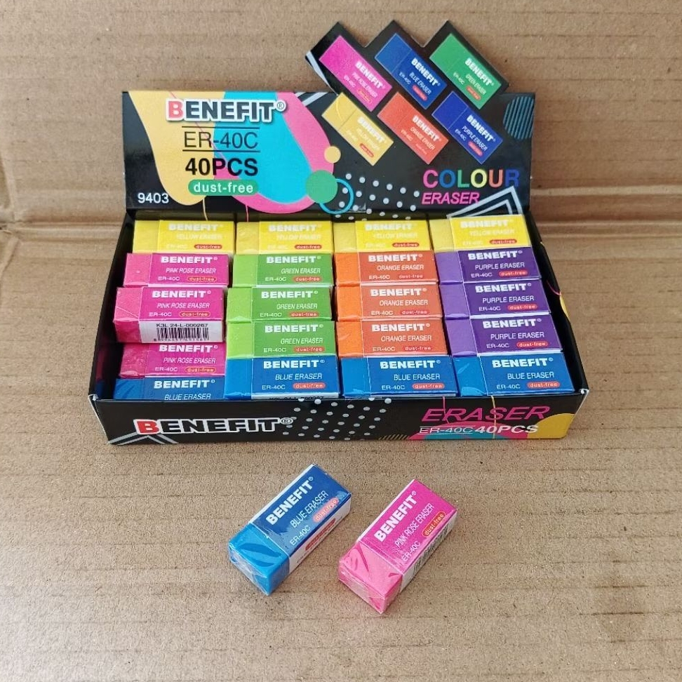 

1 Pak Penghapus Pensil Kecil Benefit Warna Warni Isi 40 Pcs