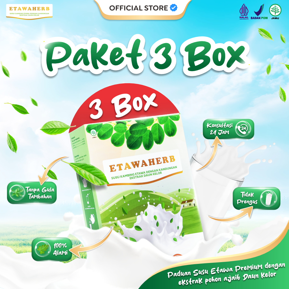 

3 Box Paket Etawaherb Atasi Masalah Pernafasan, Pencernaan, Tulang dan sendi