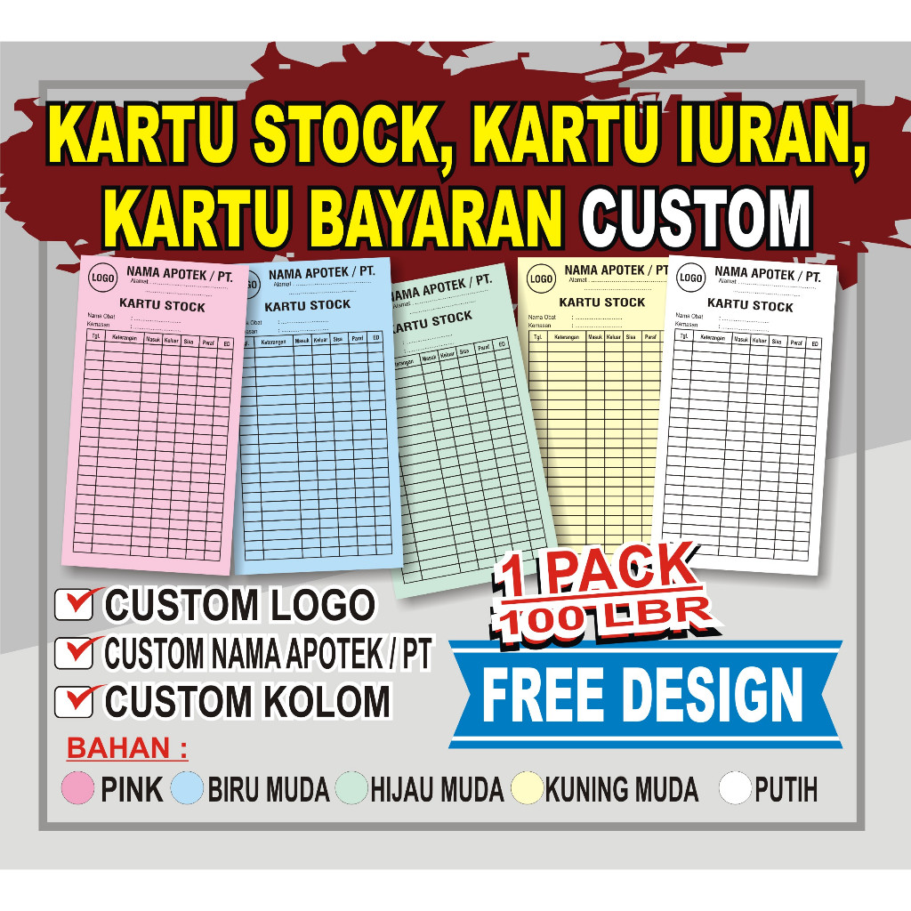 

Kartu Stock / Persediaan Barang, Kartu Iuran, Kartu Absen - Kartu Stok Obat