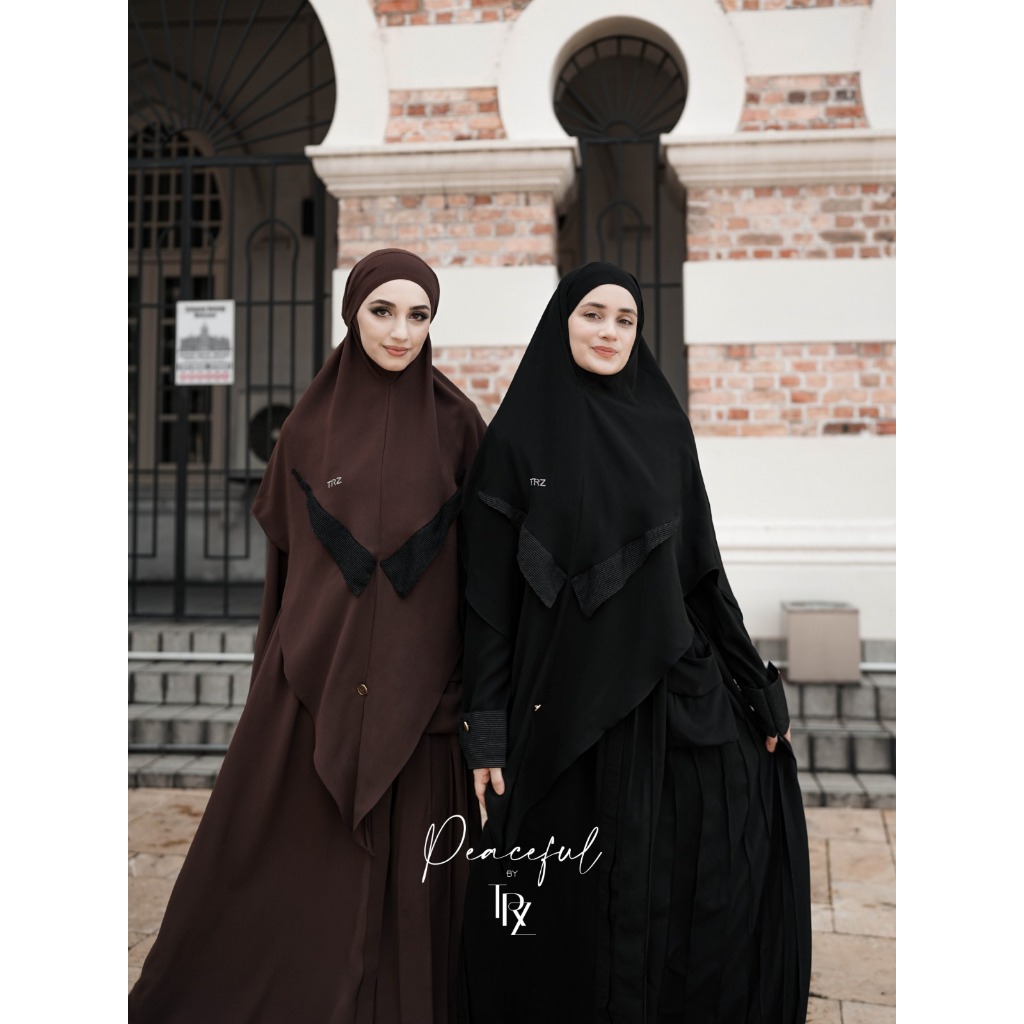 TRZ Gamis Peaceful - Gamis Syari Busui Friendly Wudhu Friendly Khimar Elegan Umroh