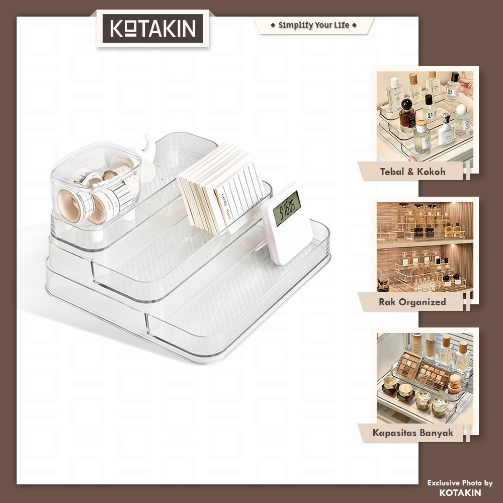 KOTAKIN Rak Akrilik 3 Tingkat Organizer Susun Make Up Skincare Parfum Kutek Nail Art Action Figure S