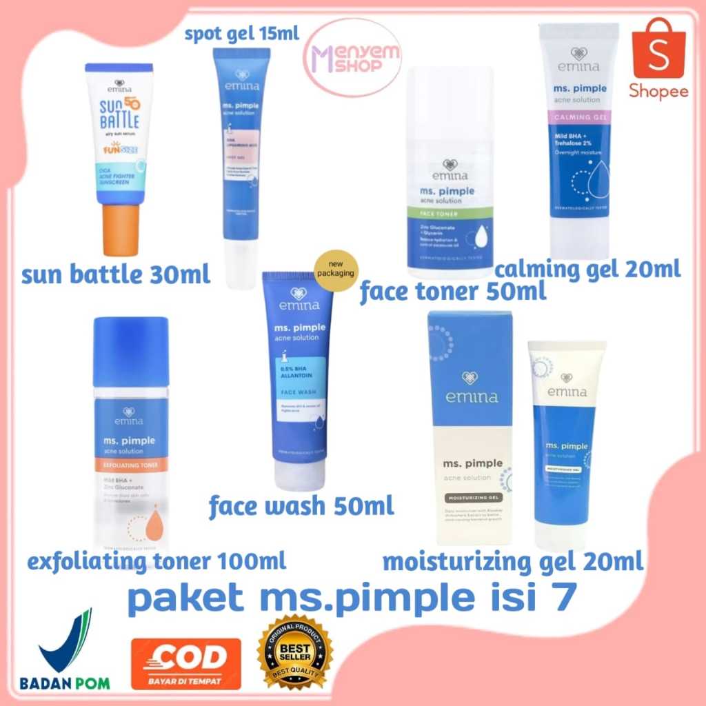 PAKET HEMAT Skincare Emina Ms.Pimple Lengkap Untuk Kulit Berjerawat | For Acne Skincare