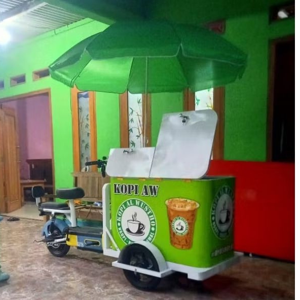 GEROBAK SEPEDA LISTRIK  MINUMAN ES TEH KELILING BISA Custom FREE ONGKIR