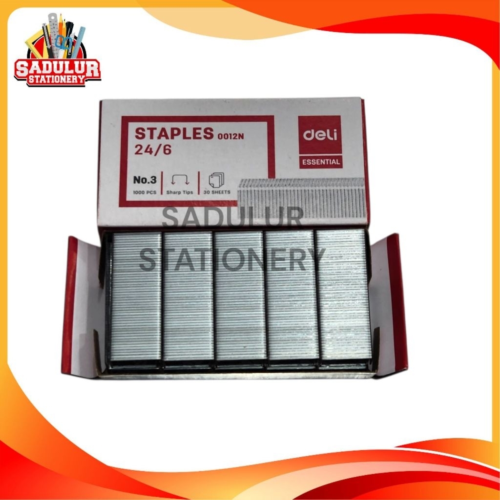 

1 PCS (1000) ISI STAPLES DELI 24/6 / ISI STAPLER 24/6 / ISI STAPLES NO 3