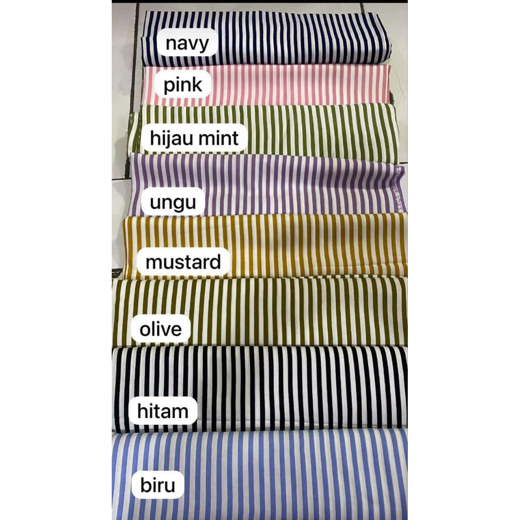 bahan kain katun rayon viscose motif salur (ukuran salur 0,5)/kain katun rayon viscose premium