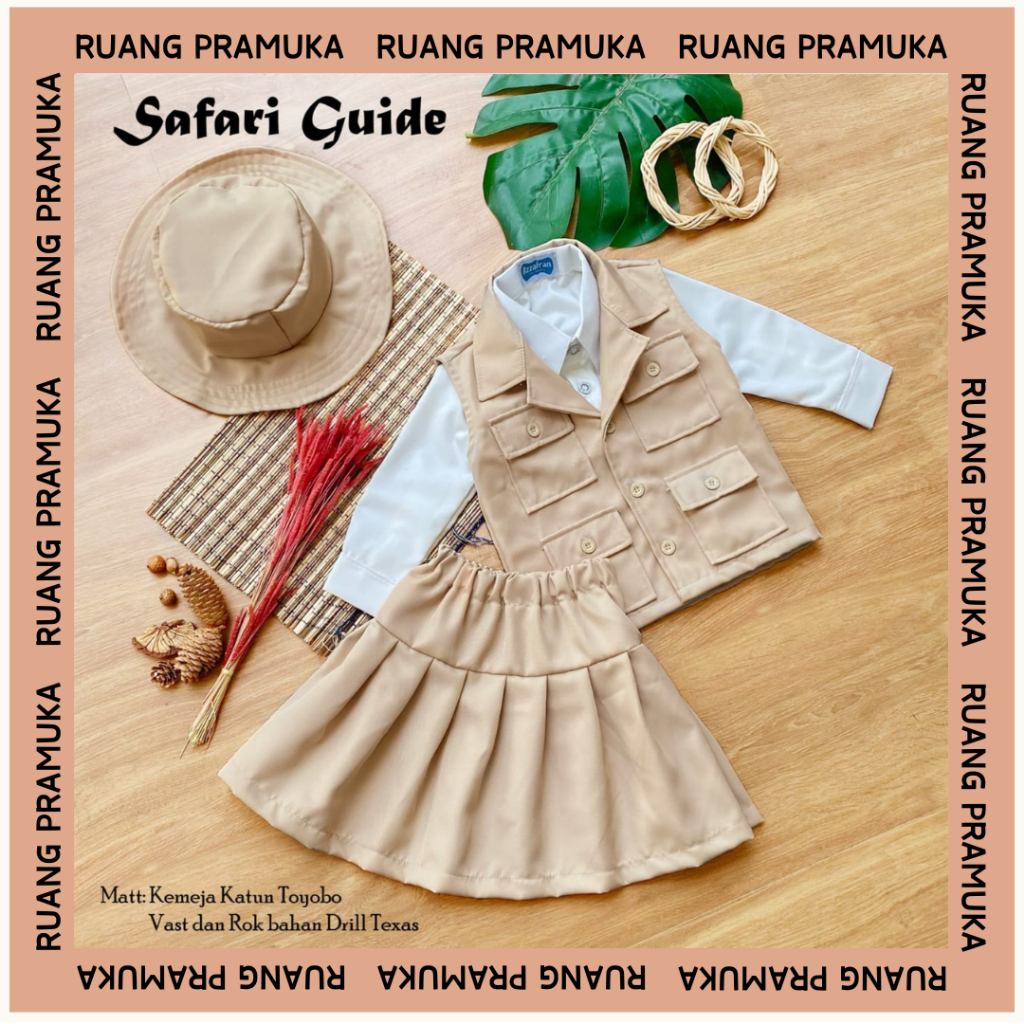 Kostum Safari Guide Anak Perempuan Plus Topi Setelan Baju Zoo Keeper