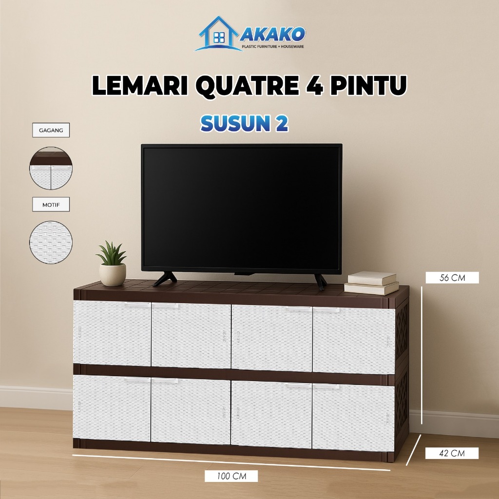 Lemari  Plastik Rak TV AKAKO Quatre 4 pintu