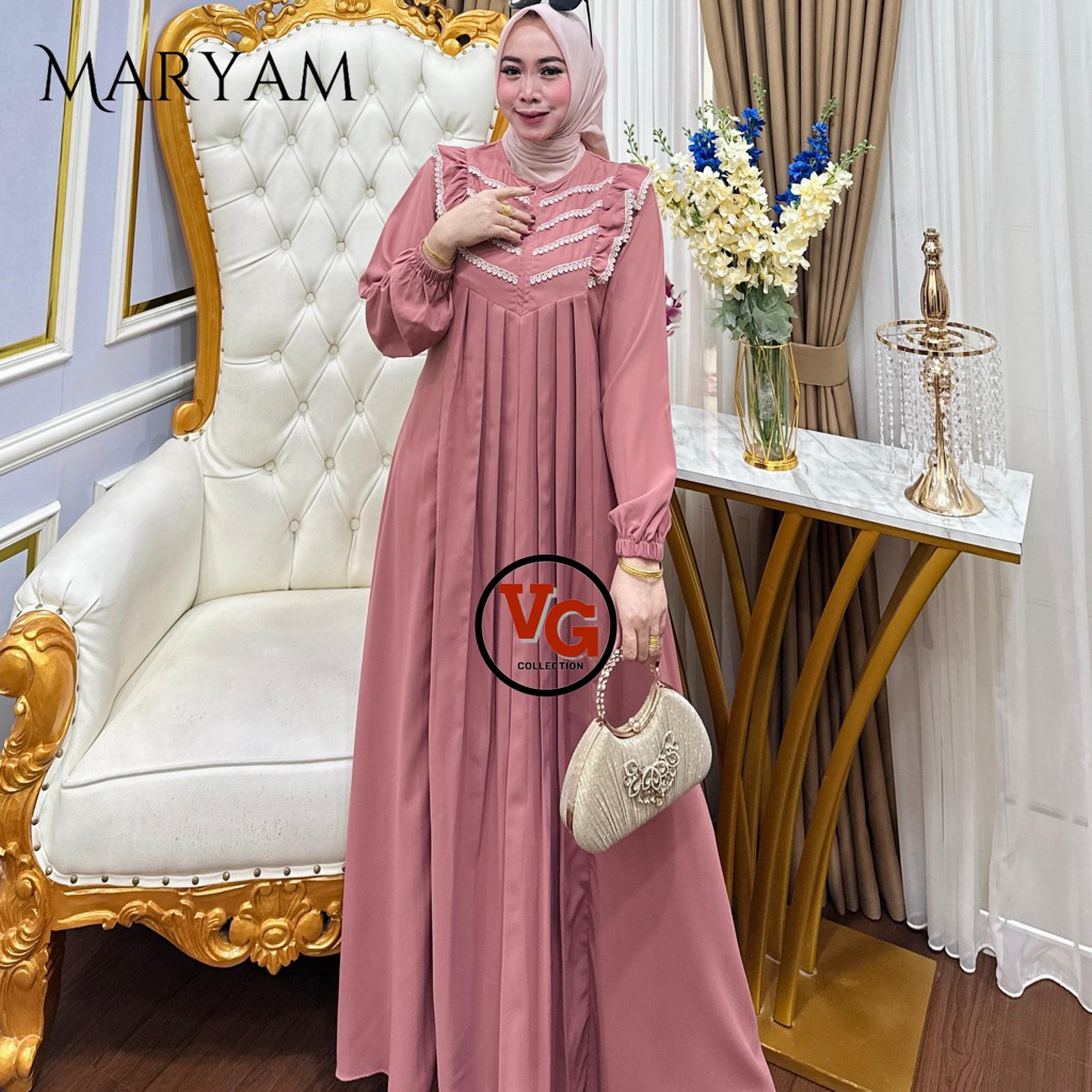 Virgo - Maryam Dress Gamis Pesta 2025 Bahan Marbella Anti UV Busui