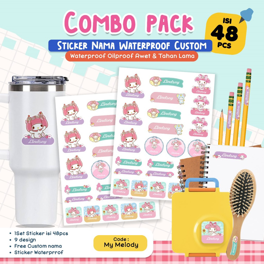 

PROSES CEPAT - COMBO PACK STIKER NAMA WATERPROOF CUSTOM NAMA ANAK