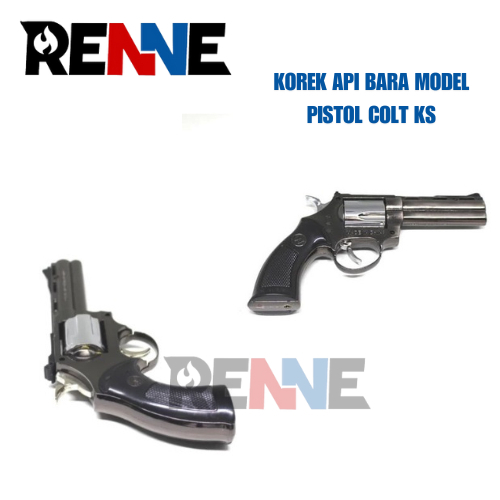 Korek Api Bara Model Pistol Revolver COLT KS Unik Antik Full Metal Api Merah Minyak Klasik Elegan