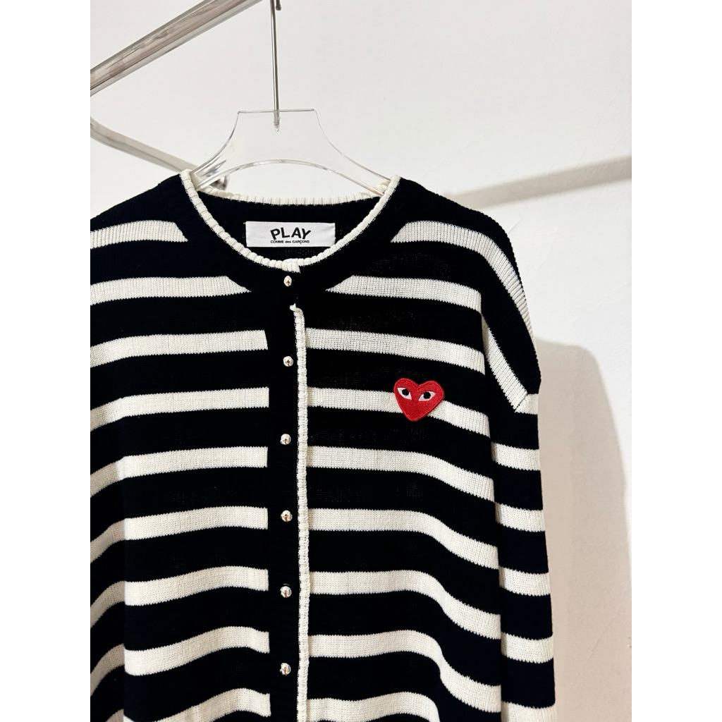 Ready Stock CDG Play Stripe Kancing Kecil Rajut