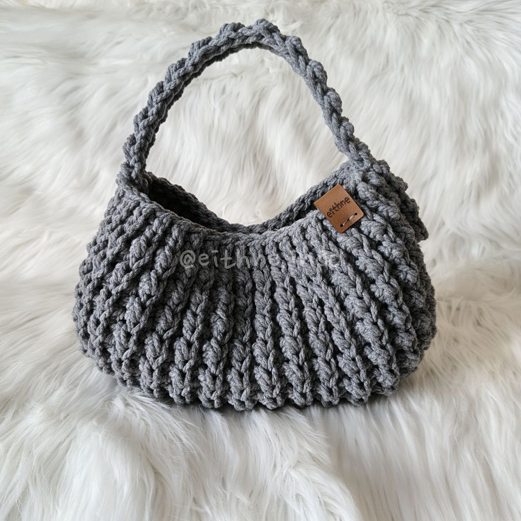 Tas Tangan Rajut | Tas Wanita | Eithne Orsilia Handbag - Abu Tua