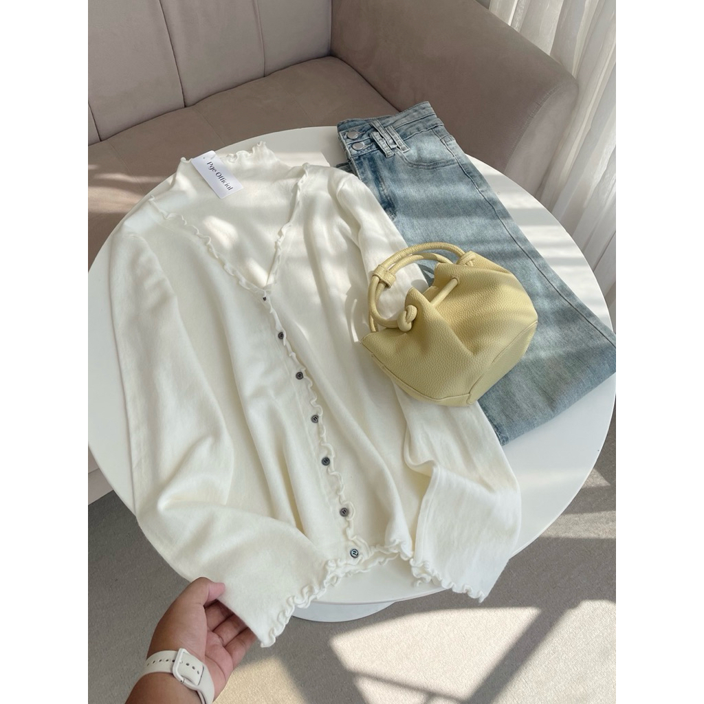 ZEEVA TOP  | PGE OFFICIAL | Atasan Panjang | Atasan Wanita | Long Sleeve Top | Knit Top | Kancing Ti