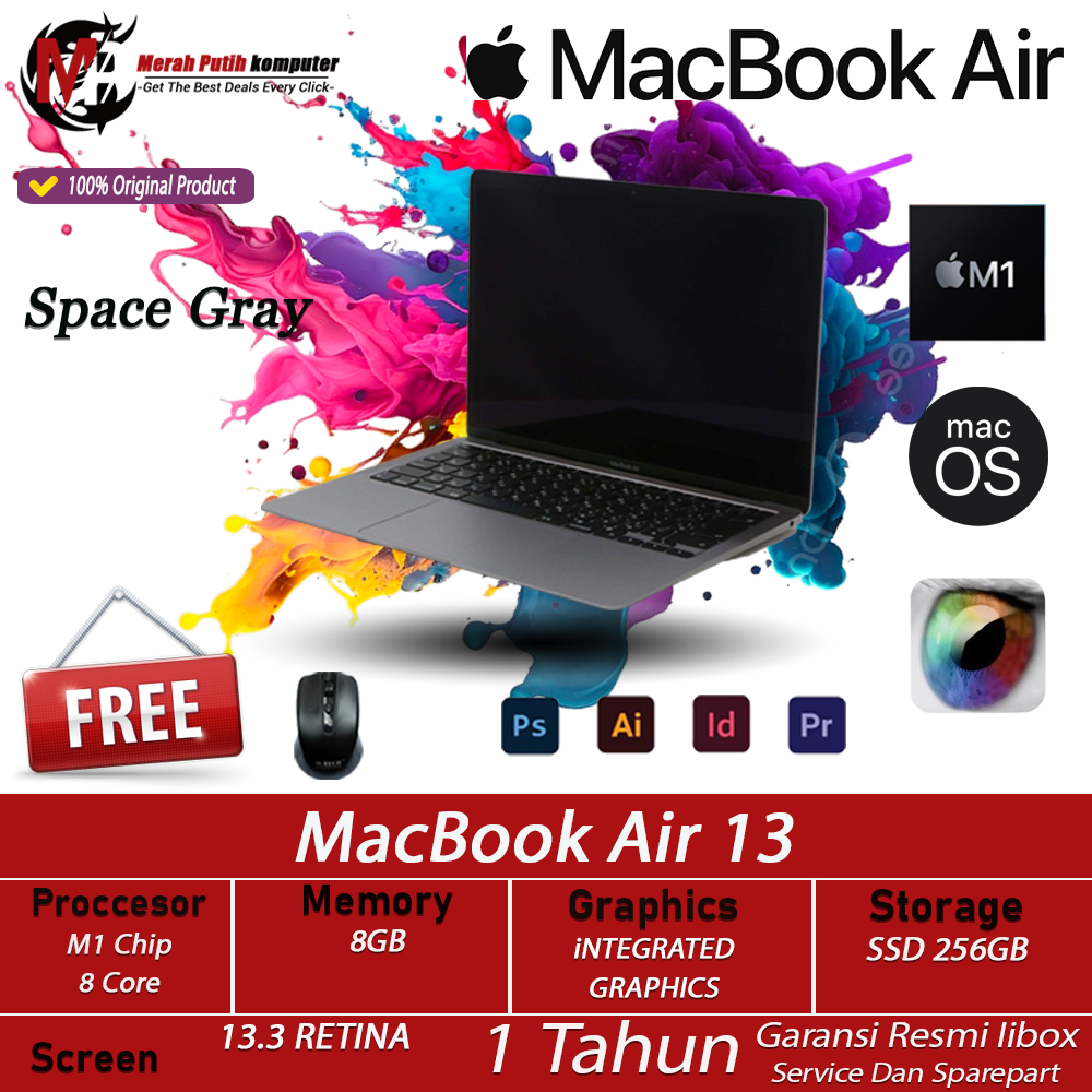 IIBOX APPLE MACBOOK AIR 13 M1 M2 7C GPU 8GB 512GB 8C CPU OS X 13.3 SPACE GREY SILVER ROSE GOLD